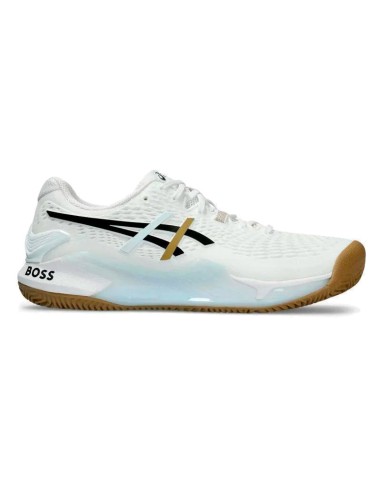 Asics Boss Gel Résolution 9 Terre Battue Blanc Doré Chaussures