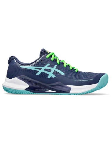 Asics Gel Challenger 14 Padel Navy Blue Green Shoes Padel Sneaker