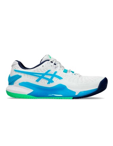 Chaussures Asics Gel Résolution 9 Terre Battue Blanc Aqua