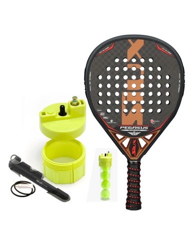 Pack de padel Siux Pegasus 12K + Presurizador Premium