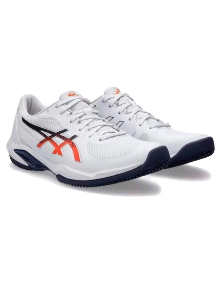 Tênis Asics Solution Swift FF 2 Clay Branco Azul Laranja | Padel Tênis