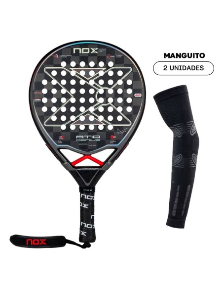 Padel Pack Nox AT10 Genius 18K + No Strain Sleeve Schwarz | Padel-R...