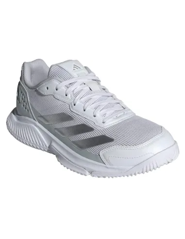 Chaussures de padel Adidas Courtquick blanches et grises pour femme...