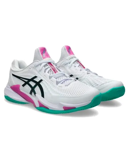 Tênis Asics Court FF 3 Clay Branco Rosa Sakura | Padel Tênis