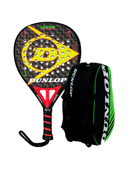 Padel-Set Dunlop Inferne Graphite Pro + Dunlop grüne Padeltasche | ...