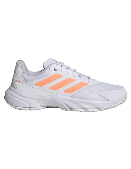 Tênis Adidas CourtJam Control 3 Branco e Laranja Feminino | Padel T...