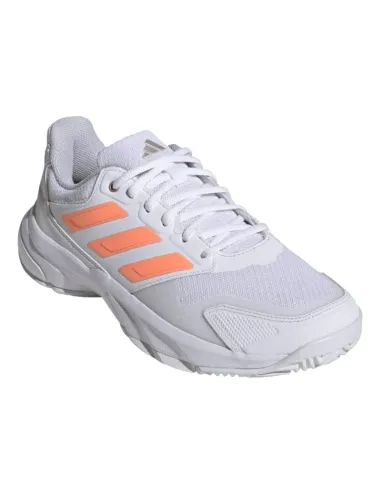 Tênis Adidas CourtJam Control 3 Branco e Laranja Feminino | Padel T...