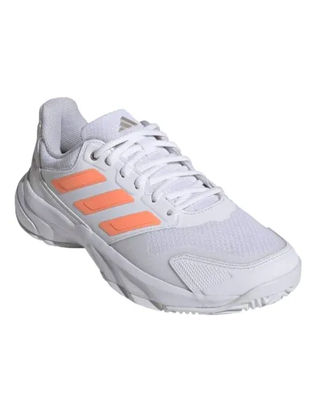Baskets Adidas CourtJam Control 3 blanches et orange pour femmes | ...