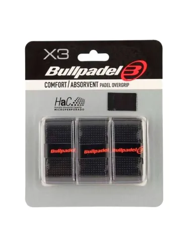 Blister Overgrips Bullpadel Comfort Absorvent Schwarz 3 Stück | Übe...