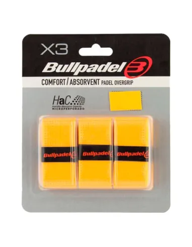 Blister Bullpadel 3 Overgrips GB1201 Comfort Perforado Amarillo | S...