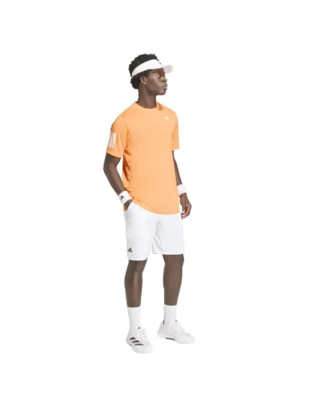 Camisa laranja Adidas Club 3 Stripes | Roupas de padel masculinas
