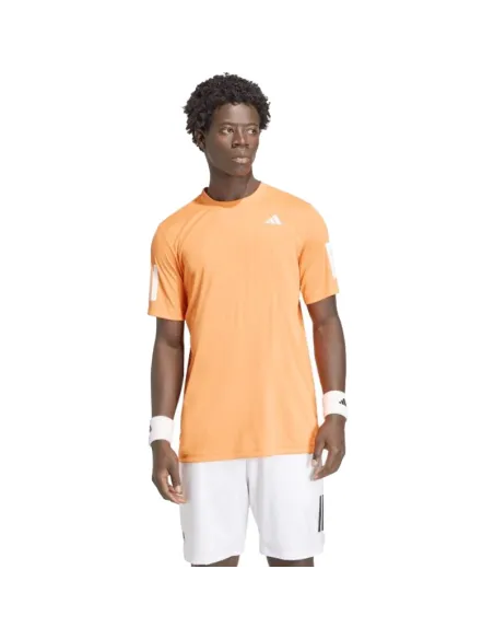 Adidas Club 3 Stripes Orange Jersey | Men's padel clothing Men's pa...