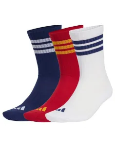Adidas Essentials Cushioned Crew Socks Blue Red White 3 Pairs | Soc...