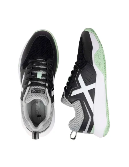 Sapatos de padel Munich Focus 05 nas cores preto, cinza e verde. | ...