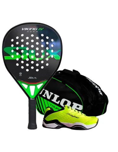 Pack de padel Siux Viking IV + sac et chaussures de padel verts | P...