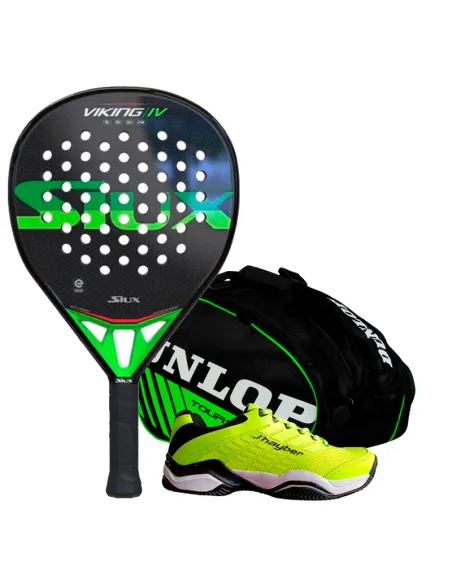 Pack de padel Siux Viking IV + sac et chaussures de padel verts | P...