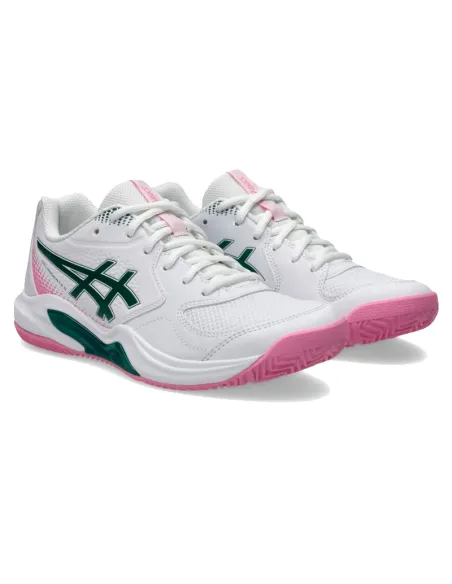 Chaussures de padel Asics Gel Dedicate 9 blanches et vertes pour fe...