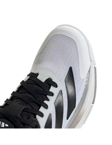Chaussures de padel Adidas Crazyquick Boost blanches, noires et arg...